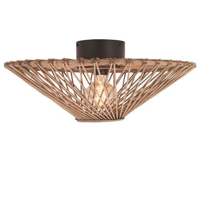 Rattan flush ceiling light brown, Akif