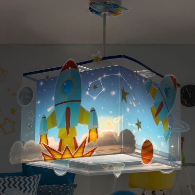 Blue children's pendant light plastic, Rocket