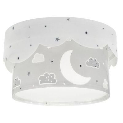Grey children's ceiling light plastic, Moon