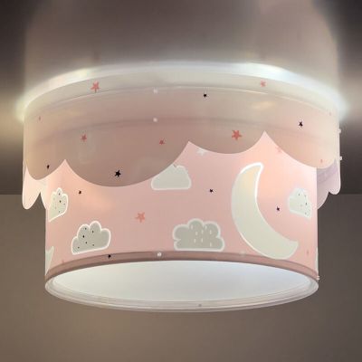 Pink children's ceiling light plastic, Moon