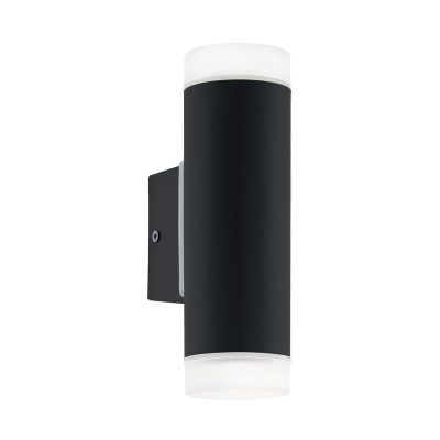 Black modern up down wall light steel, Marlies, IP44