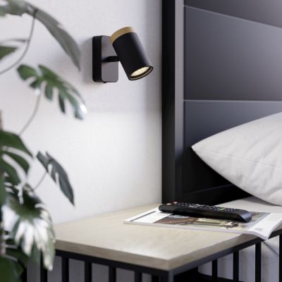 Black modern wall spotlight steel, Conradus, IP44