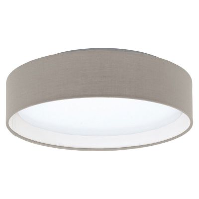 Taupe modern flush ceiling light fabric, Abano, 12W, 3000K LED