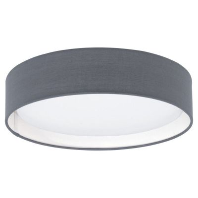 Grey modern flush ceiling light fabric, Abano, 12W, 3000K LED