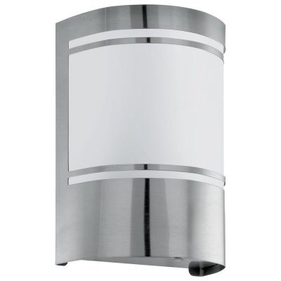 Silver outdoor wall light with dusk to dawn sensor glass, Aartje, IP44