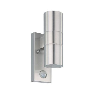 Silver modern outdoor wall light with motion sensor stainless steel, Marlies, IP44