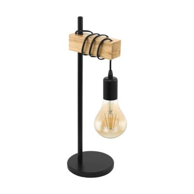 Wood table lamp brown, Anton, with switch