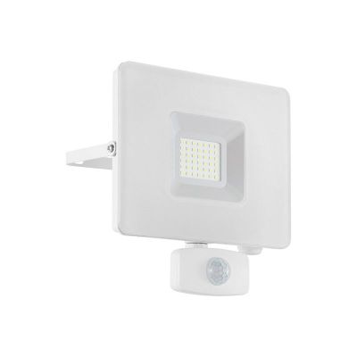 White outdoor wall light with motion sensor aluminium, Joey, IP44