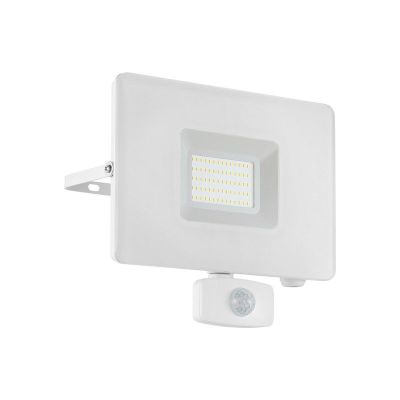 White outdoor wall light with motion sensor aluminium, Joey, IP44