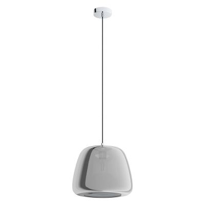 Chrome pendant light smoke glass, Gauke