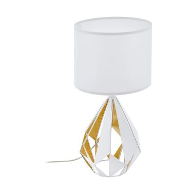 White design table lamp steel, Acri, with switch