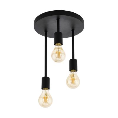 Black flush ceiling light steel, Yvet