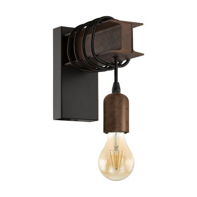 Brown rustic wall light steel, Anton