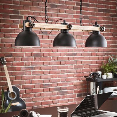 Black industrial pendant light metal, Elmira