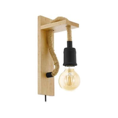Wood wall light brown, Simeon, with switch
