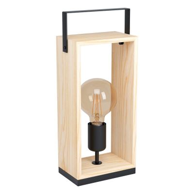 Wood table lamp black, Olaf, with switch