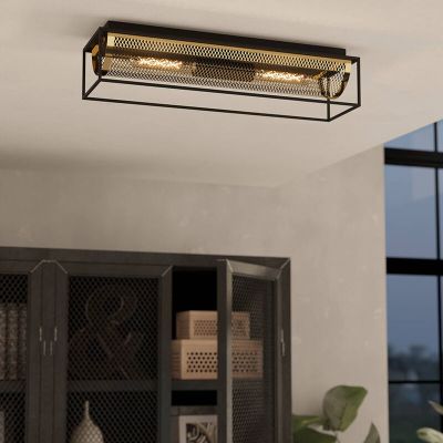 Black industrial ceiling light aluminium, Mauricio