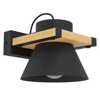 Black retro wall light wood, Juanita