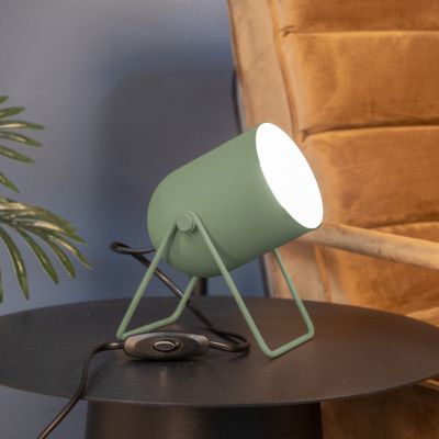 Green vintage table lamp steel, Tjitte, with switch