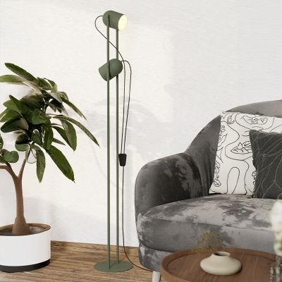 Green vintage floor lamp steel, Tjitte, with switch