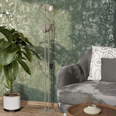 Brown vintage floor lamp steel, Tjitte, with switch