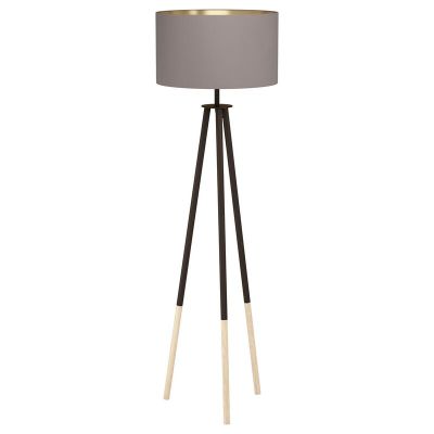 Wood tripod floor lamp brown, Anish, with switch