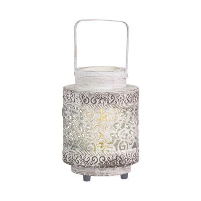 White oriental table lamp steel, Abdelrahman, with switch