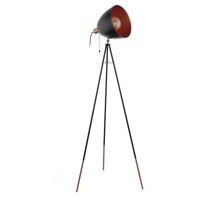 Copper modern tripod floor lamp metal, Maick, with pull switch