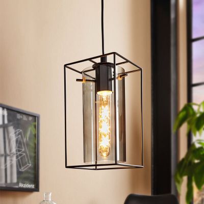 Black industrial pendant light glass, Aprica