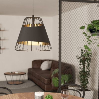 Black retro pendant light metal, Joost