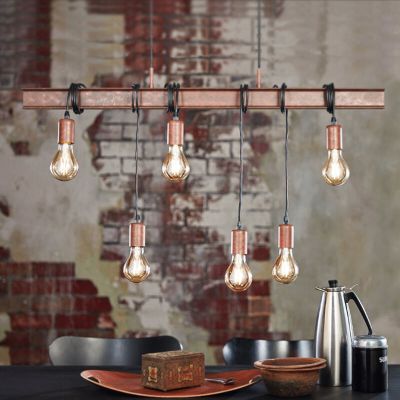 Brown rustic pendant light steel, Anton