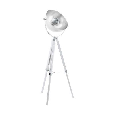 White industrial tripod floor lamp steel, Nickolas, with switch
