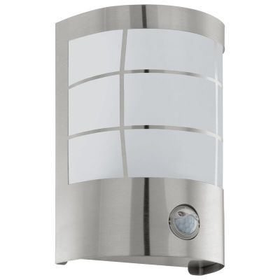 Silver outdoor wall light with motion sensor stainless steel, Aartje, IP44