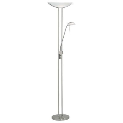 Nickel design reading floor lamp glass, Brava, with switch