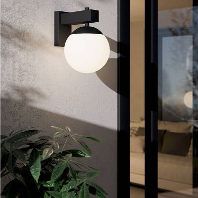 Black modern outdoor light glass, Boris, IP44