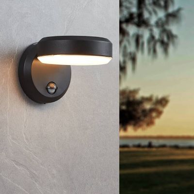 Black outdoor wall light with motion sensor plastic, Gabriella, 3,6W, 3000K LED, IP44