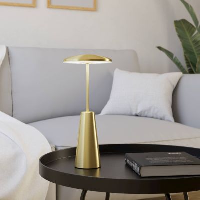Golden modern table lamp steel, Ishika, 2,8W, white switch LED, IP54, with touch dimmer