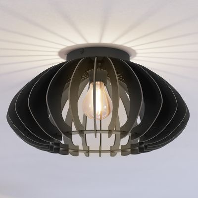 Black industrial ceiling light wood, Bergama