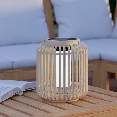 Brown solar outdoor table lamp wood, Hanin, 3,3W, 4000K LED, IP44, with switch