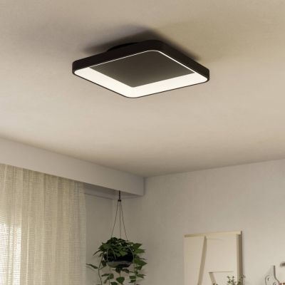 Black modern ceiling light plastic, Shauni, 12W, warm to cold white adjustable LED, with remote control