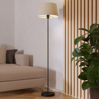 Black modern floor lamp fabric, Siham, with switch