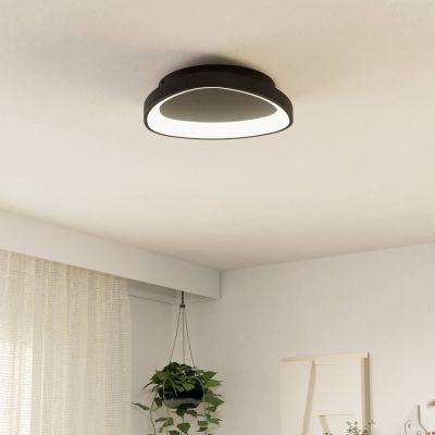 Black modern ceiling light plastic, Shauni, 12W, warm to cold white adjustable LED, with remote control