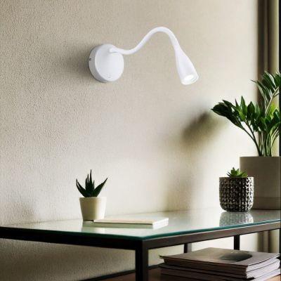 White modern wall light plastic, Obbe, 3,8W, 3000K LED, with switch