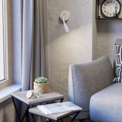 White wall light plastic, Obbe, 3,8W, 3000K LED, with switch