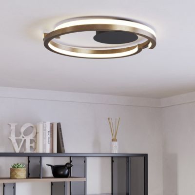 Copper modern flush ceiling light plastic, Madhvi, 20W, warm to cold white adjustable LED, with remote control
