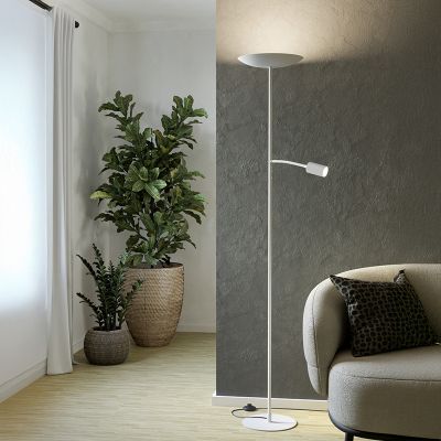 White modern floor lamp steel, Crijn, 26,5W, 2700K LED, with touch dimmer