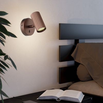 Bronze modern wall spotlight aluminium, Vikram, with switch