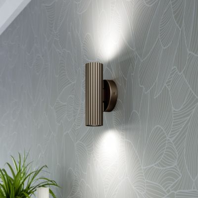 Bronze modern up down wall light aluminium, Vikram
