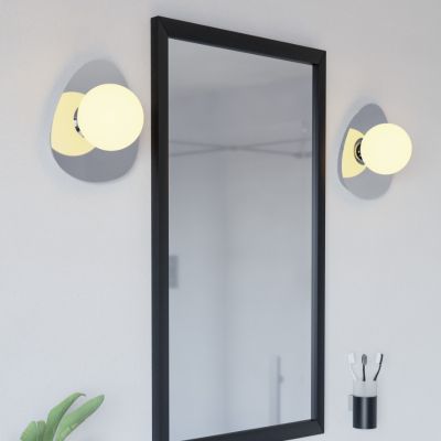 Chrome modern wall light steel, Cornee, 4,2W, 2700K LED, IP44