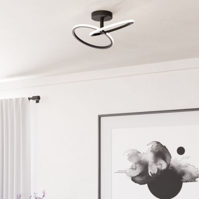 Black design ceiling light steel, Minh, 12W, white switch LED